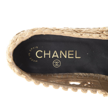 Chanel Raffia Fabric CC Espadrilles 38 Beige Black 9 of 10