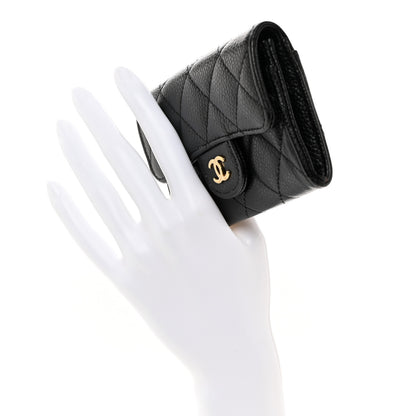 Chanel Caviar Quilted Flap Card Holder Wallet Black 2 of 9
