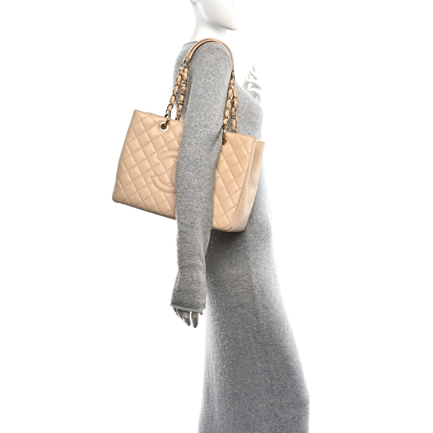 Chanel Caviar Quilted Grand Shopping Tote GST Beige Clair 3 of 21