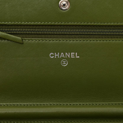 Chanel Lambskin Quilted Wallet On Chain WOC Green 7 of 12