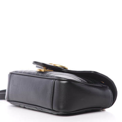 Gucci Calfskin Matelasse Mini GG Marmont Shoulder Bag Black 11 of 12