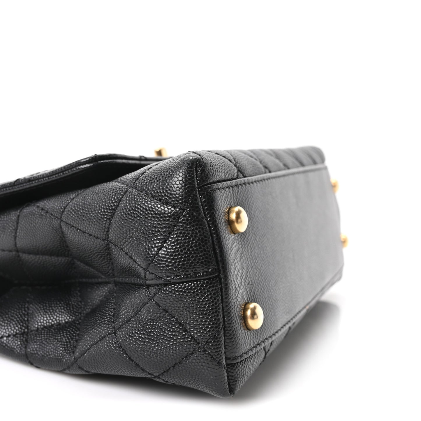 Caviar Quilted Mini Coco Chain Handle Flap Black