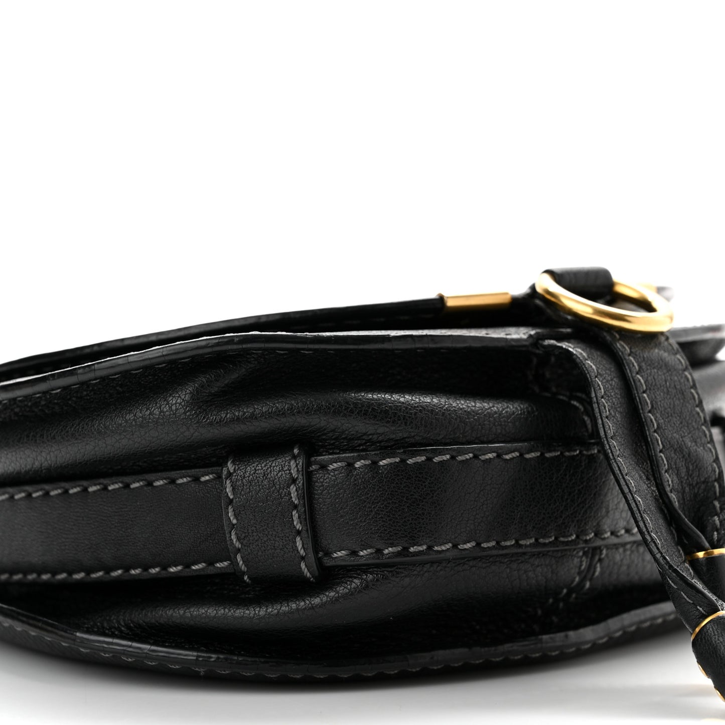 Calfskin Mini Marcie Round Crossbody Bag Black