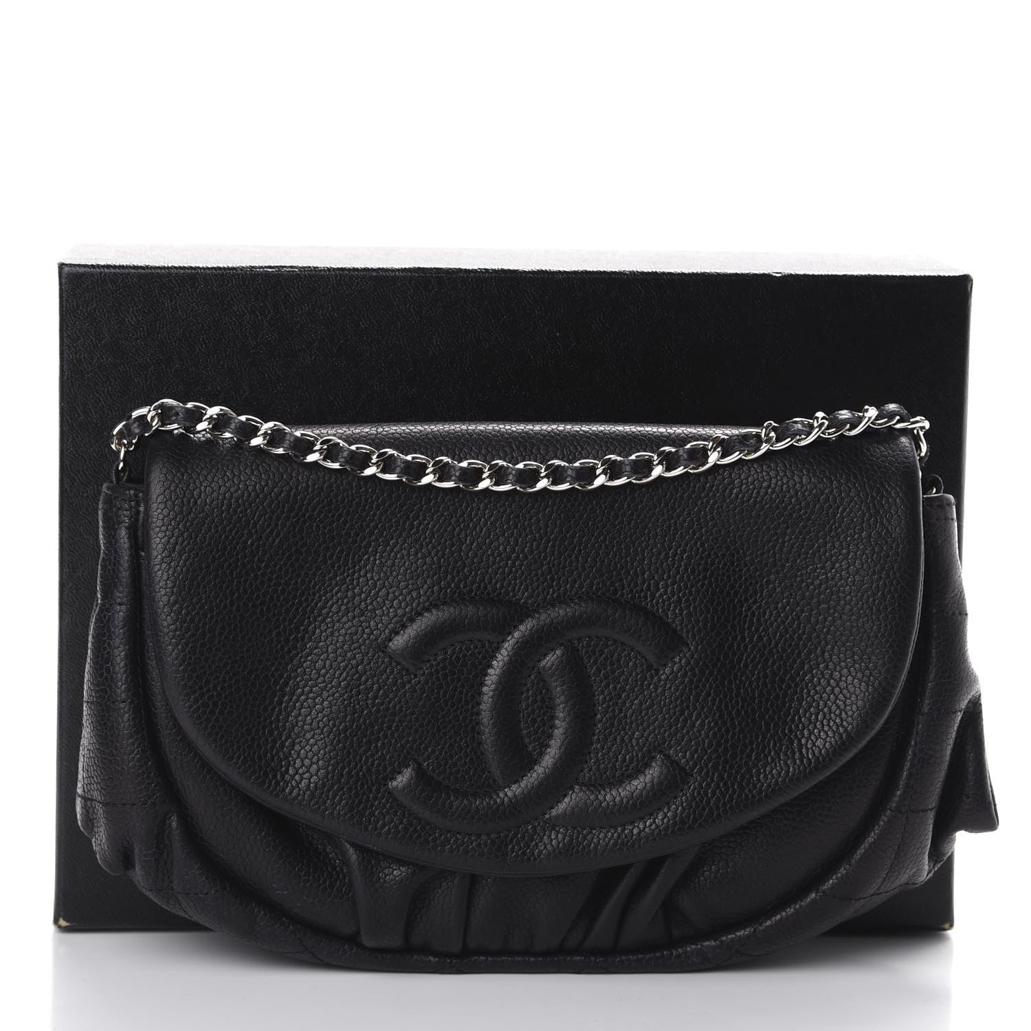 Chanel Caviar Half Moon Wallet On Chain WOC Black 10 of 10
