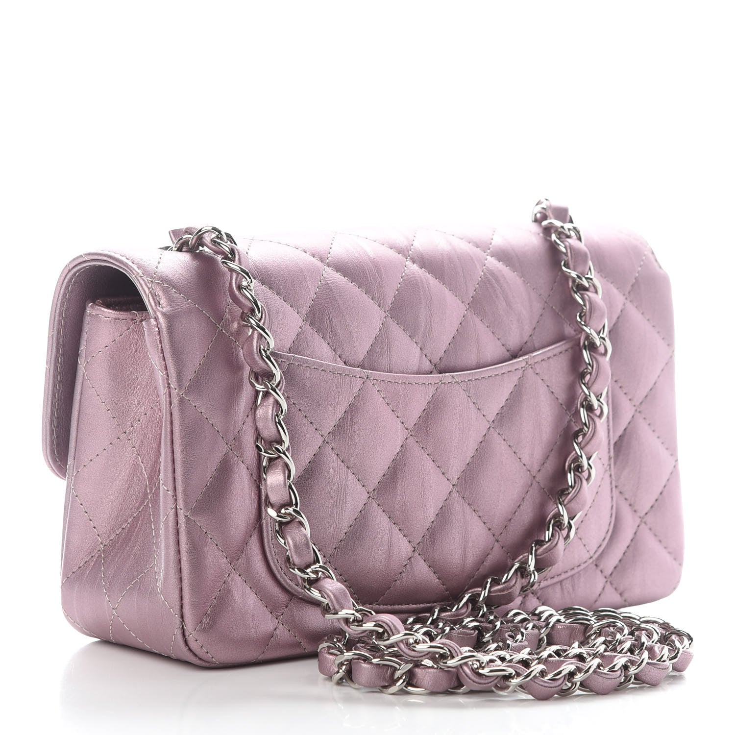 Chanel Metallic Calfskin Quilted Mini Rectangular Flap Pink 3 of 9