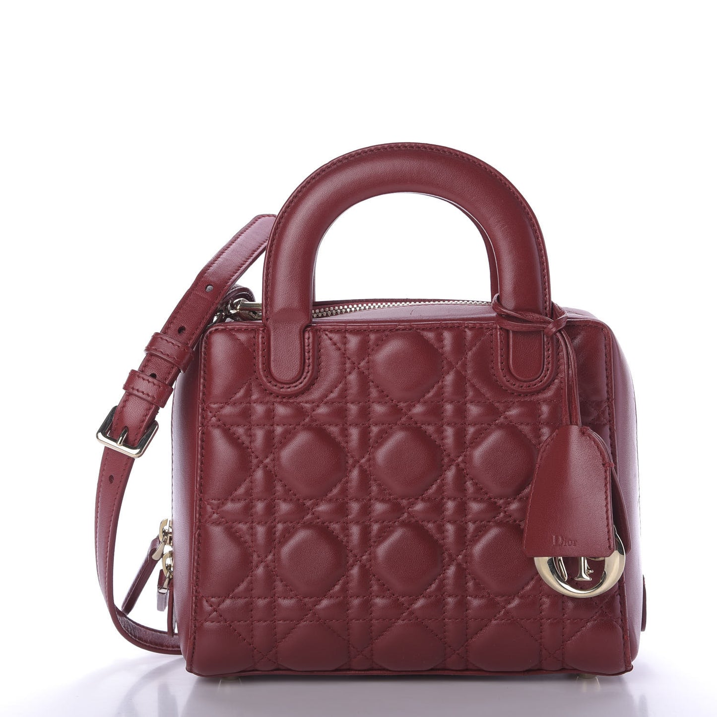 Lambskin Cannage Lily Tote Dark Burgundy