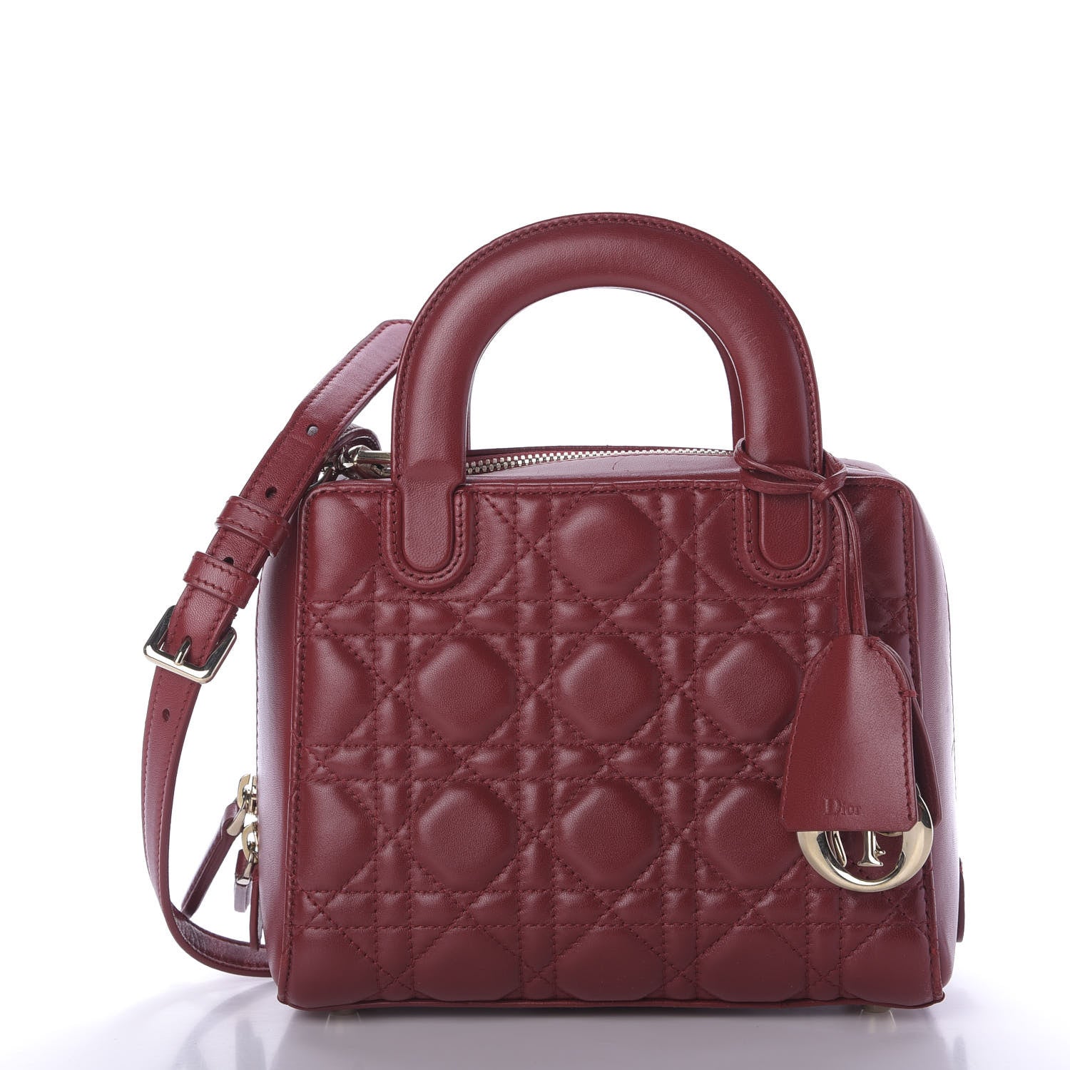 Christian Dior Lambskin Cannage Lily Tote Dark Burgundy 1 of 8