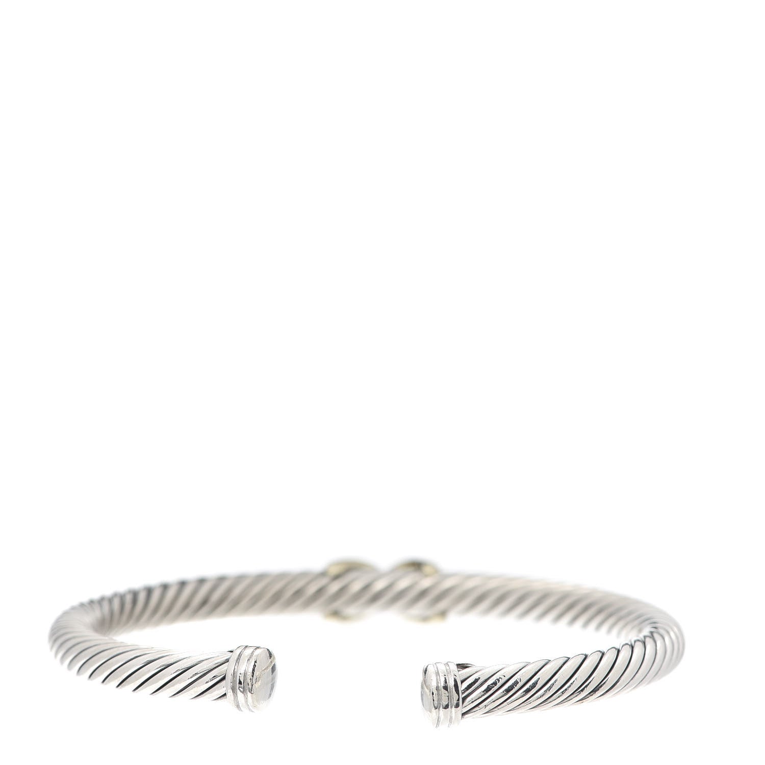 David Yurman Sterling Silver 14K Yellow Gold 5mm X Station Cable Bracelet 3 of 5