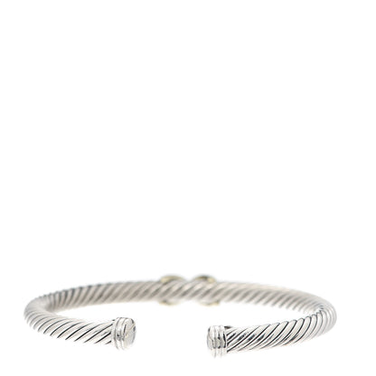 David Yurman Sterling Silver 14K Yellow Gold 5mm X Station Cable Bracelet 3 of 5