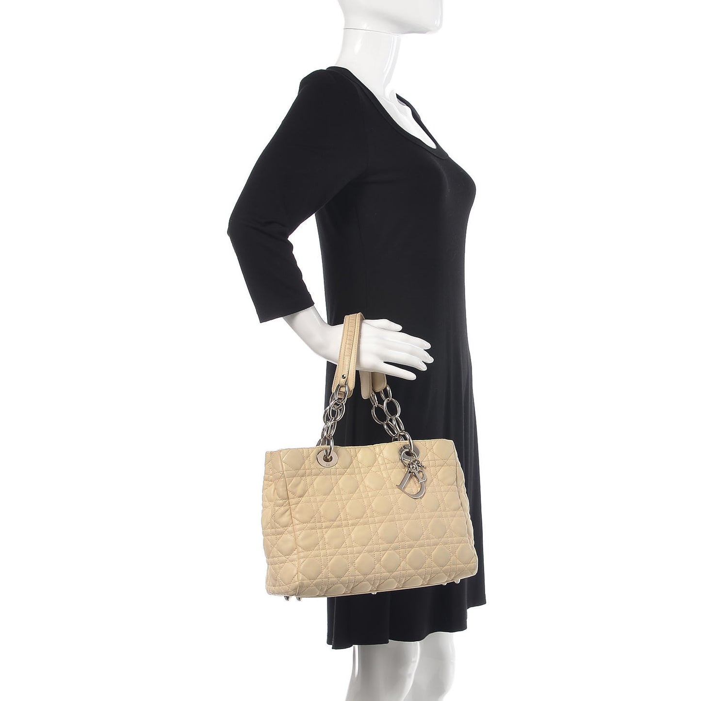 Lambskin Cannage Small Dior Soft Shopping Tote Off White