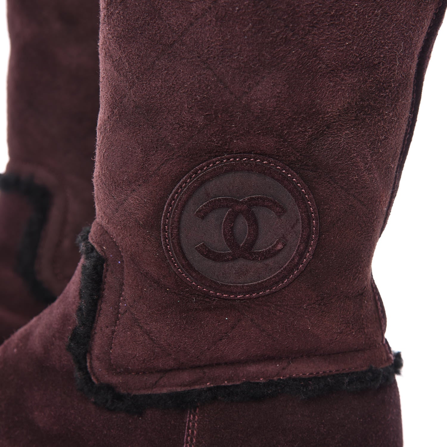 Chanel Suede Logo Boots 41 Burgundy 9 of 13