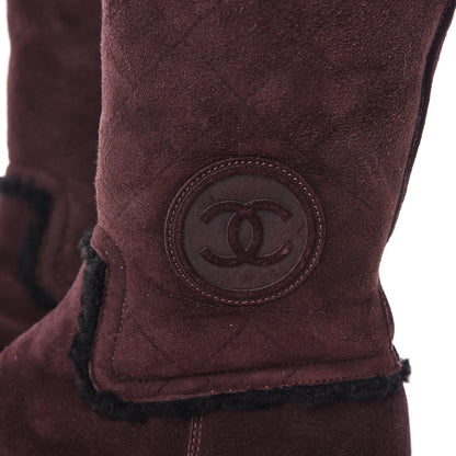 Chanel Suede Logo Boots 41 Burgundy 9 of 13
