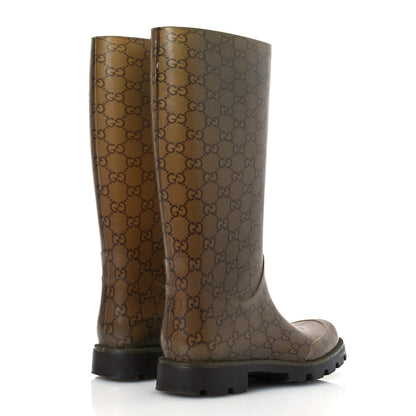 Gucci Rubber Monogram Edinburg Rain Boots 37 Transparent Cocoa 5 of 11