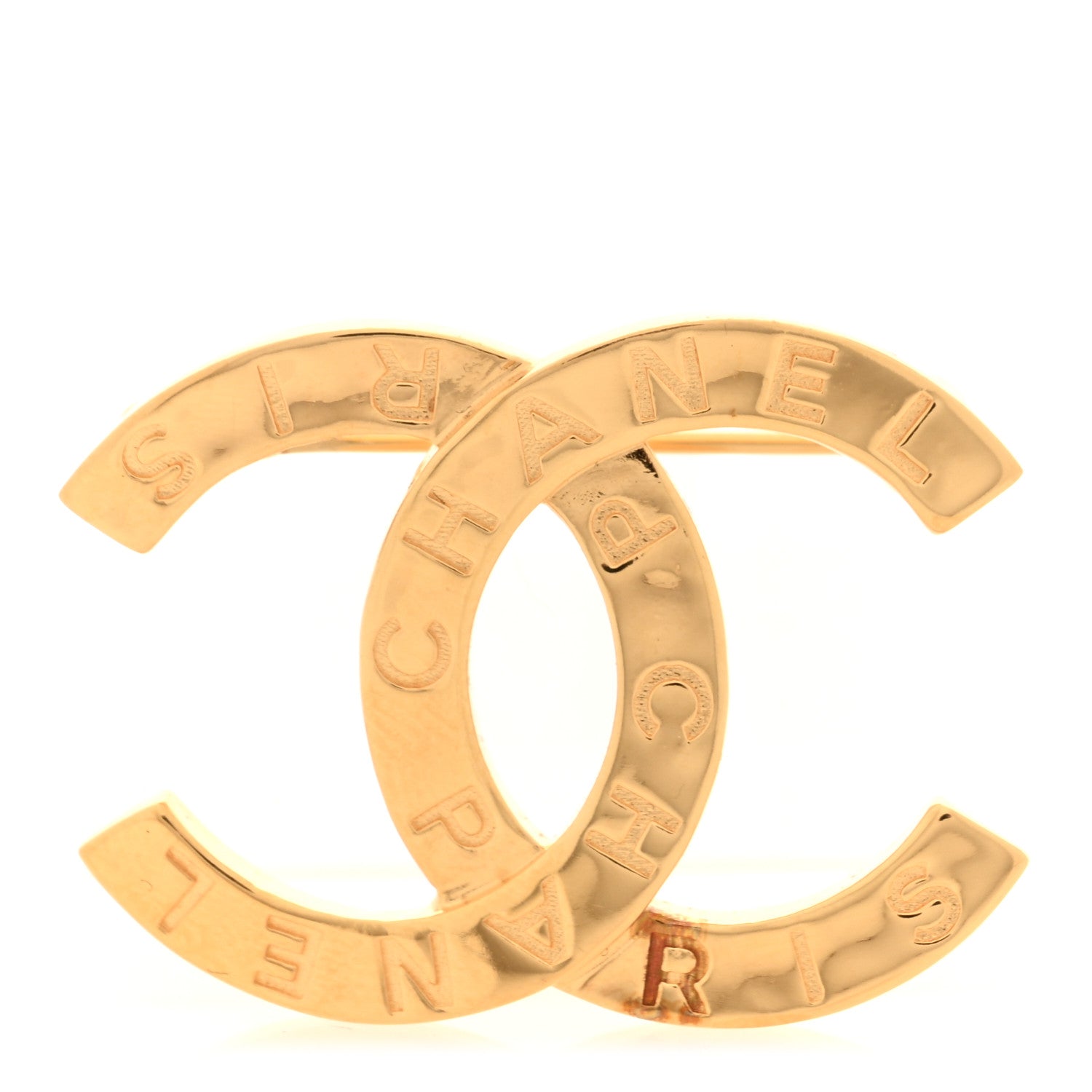 Chanel Metal Paris Button CC Large Brooch Gold 1 of 4