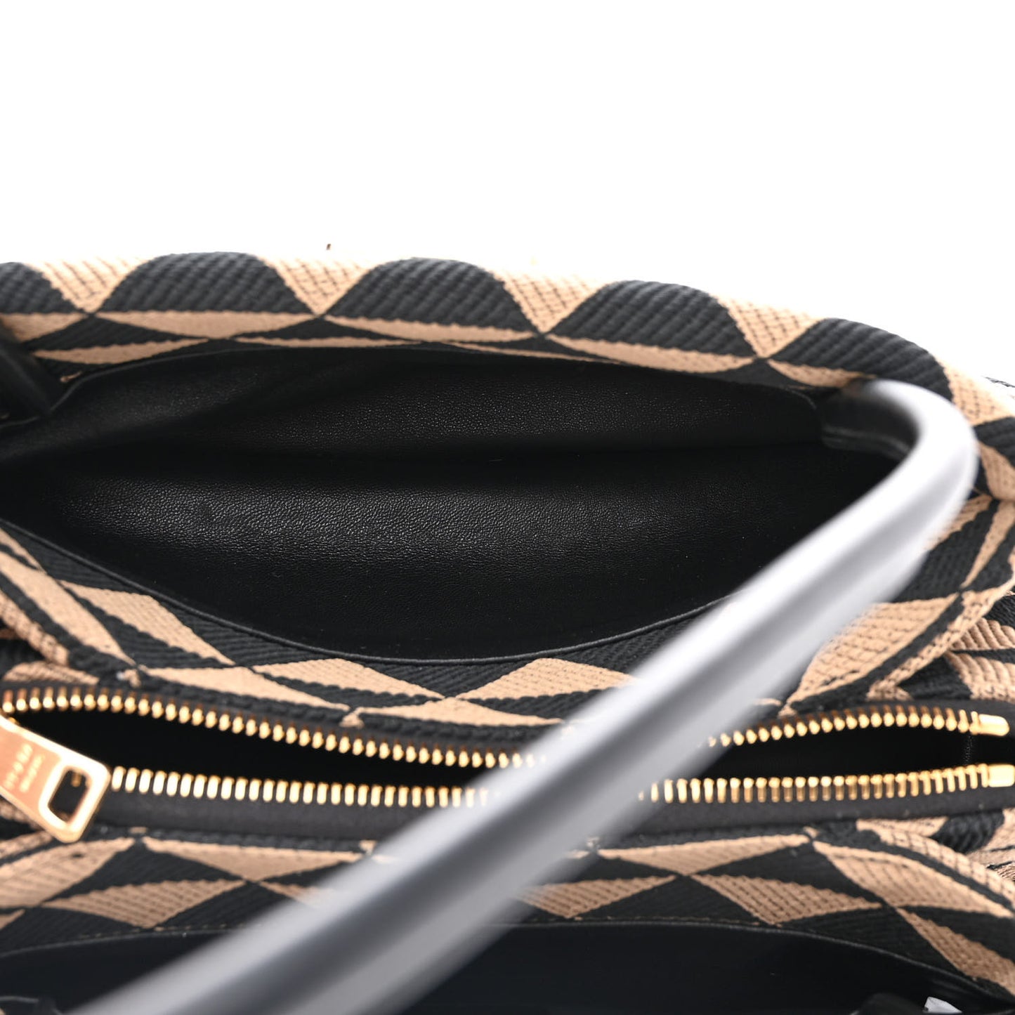 Jacquard Triangolo Symbole Embroidered Small Shoulder Bag Black Corda