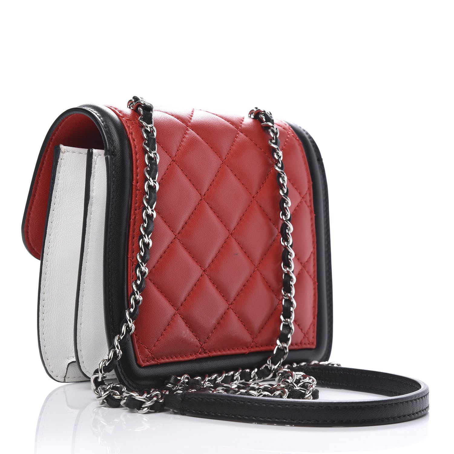 Chanel Lambskin Quilted Mini Graphic Flap Bag Red Black White 3 of 11