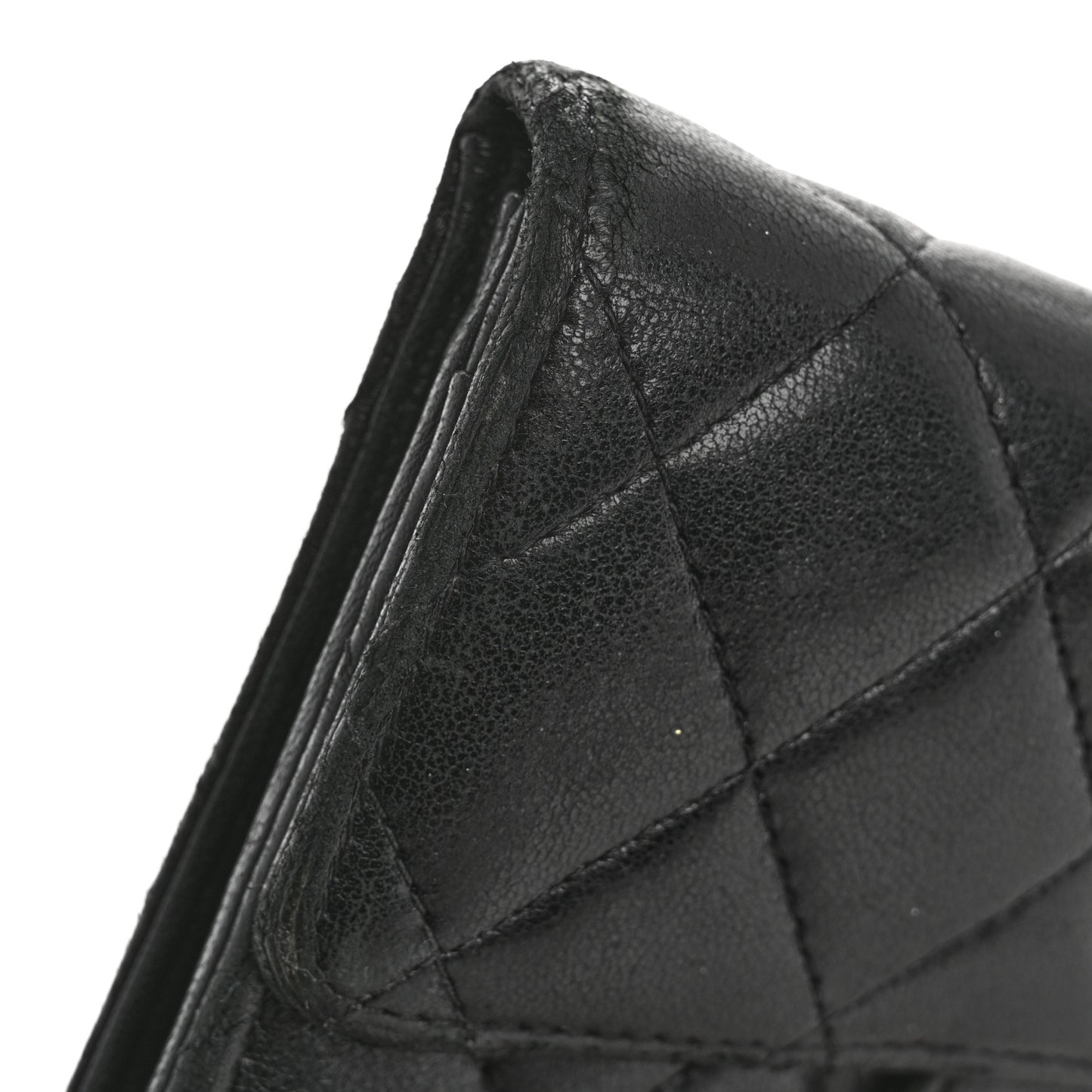 Lambskin Quilted Medium Flap Wallet Black