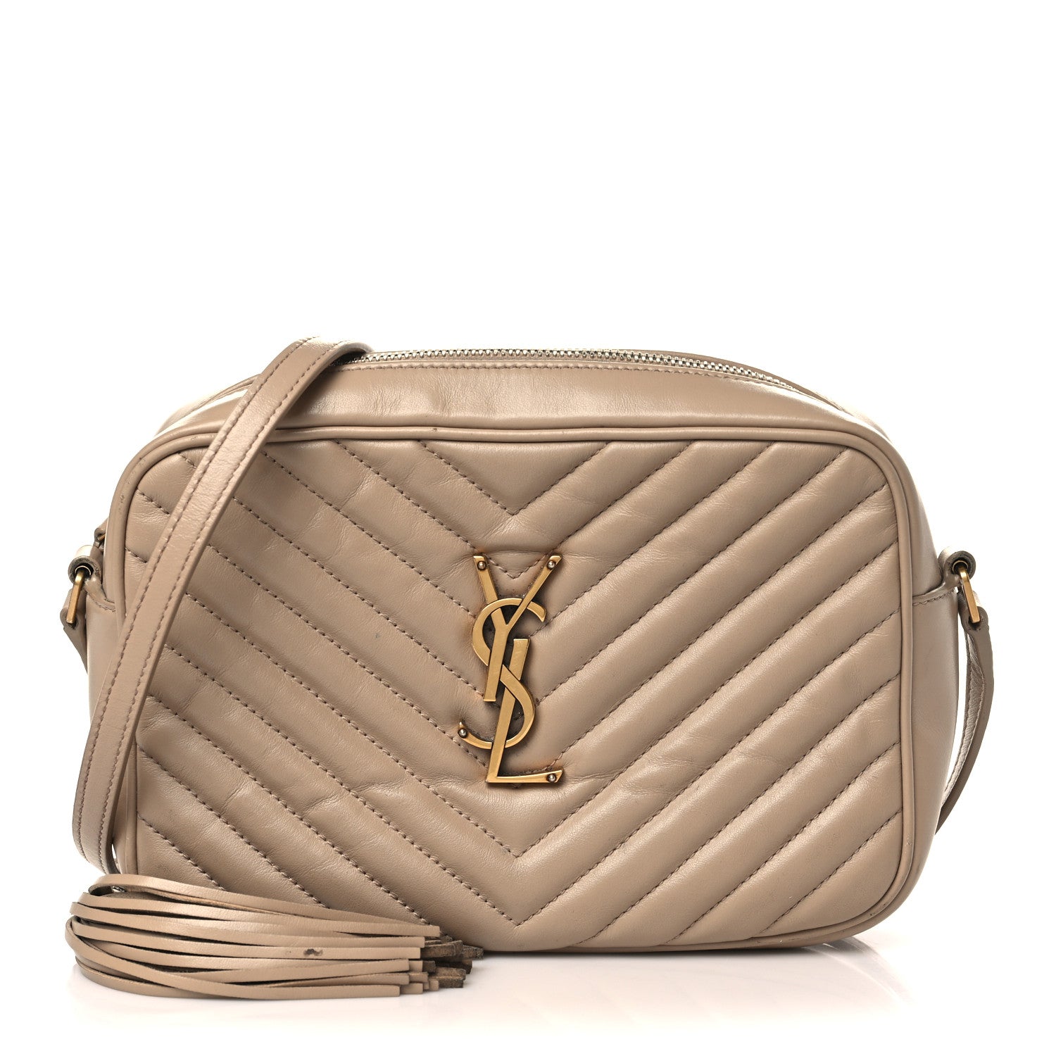 Saint Laurent Calfskin Matelasse Monogram Lou Camera Bag Dark Latte 1 of 10