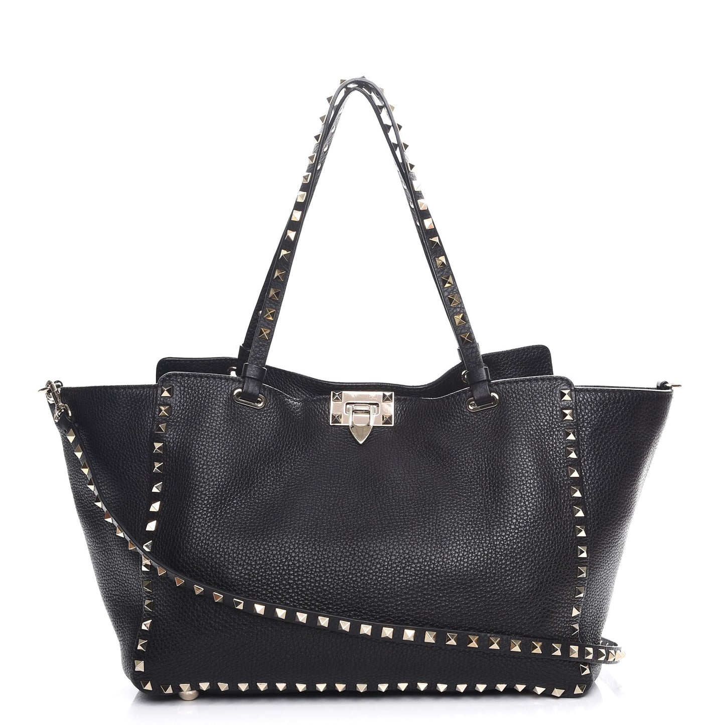 Alce Printed Calfskin Medium Rockstud Tote Black