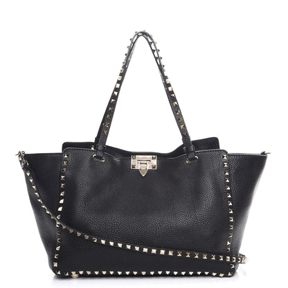 Valentino Garavani Alce Printed Calfskin Medium Rockstud Tote Black 1 of 9
