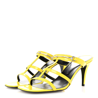 Gucci Patent Calfskin Horsebit Divine 75mm Slide Sandals 38.5 Acid Lime 4 of 10