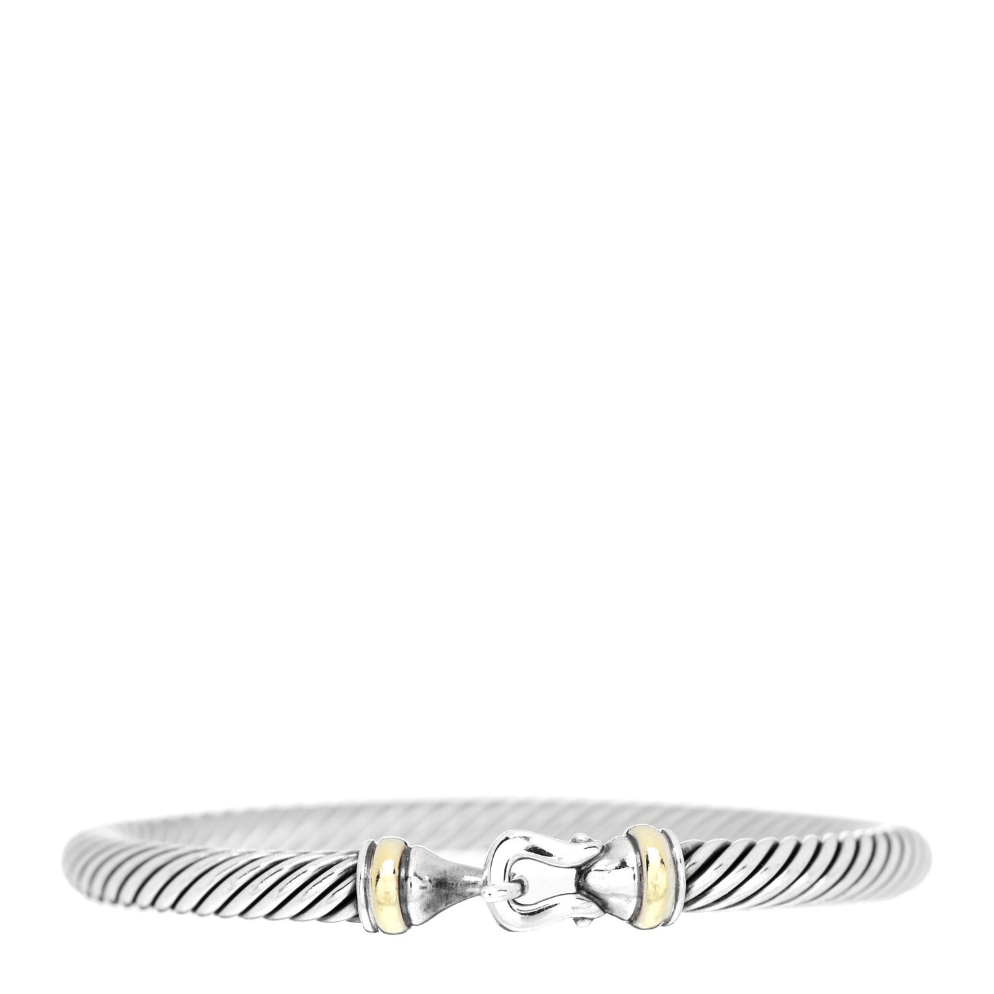 Sterling Silver 18K Yellow Gold 5mm Cable Classic Buckle Bracelet