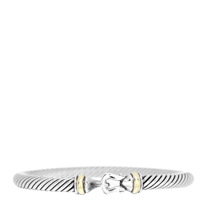 David Yurman Sterling Silver 18K Yellow Gold 5mm Cable Classic Buckle Bracelet 1 of 3