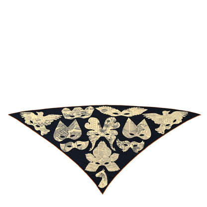 Hermes Cashmere Silk Bal de Soie Triangle Scarf Marine Naturel Roux 1 of 5
