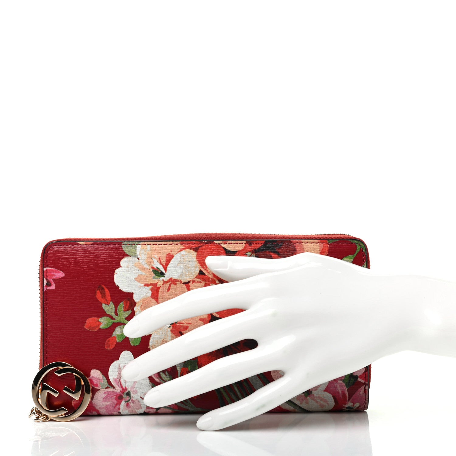 Gucci Calfskin Blooms Print Icon Zip Around Wallet Romantic Cherry Multicolor 2 of 7
