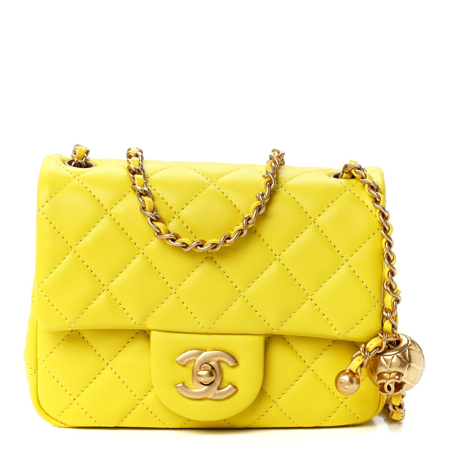 Chanel Lambskin Quilted Mini Pearl Crush Flap Yellow 1 of 12