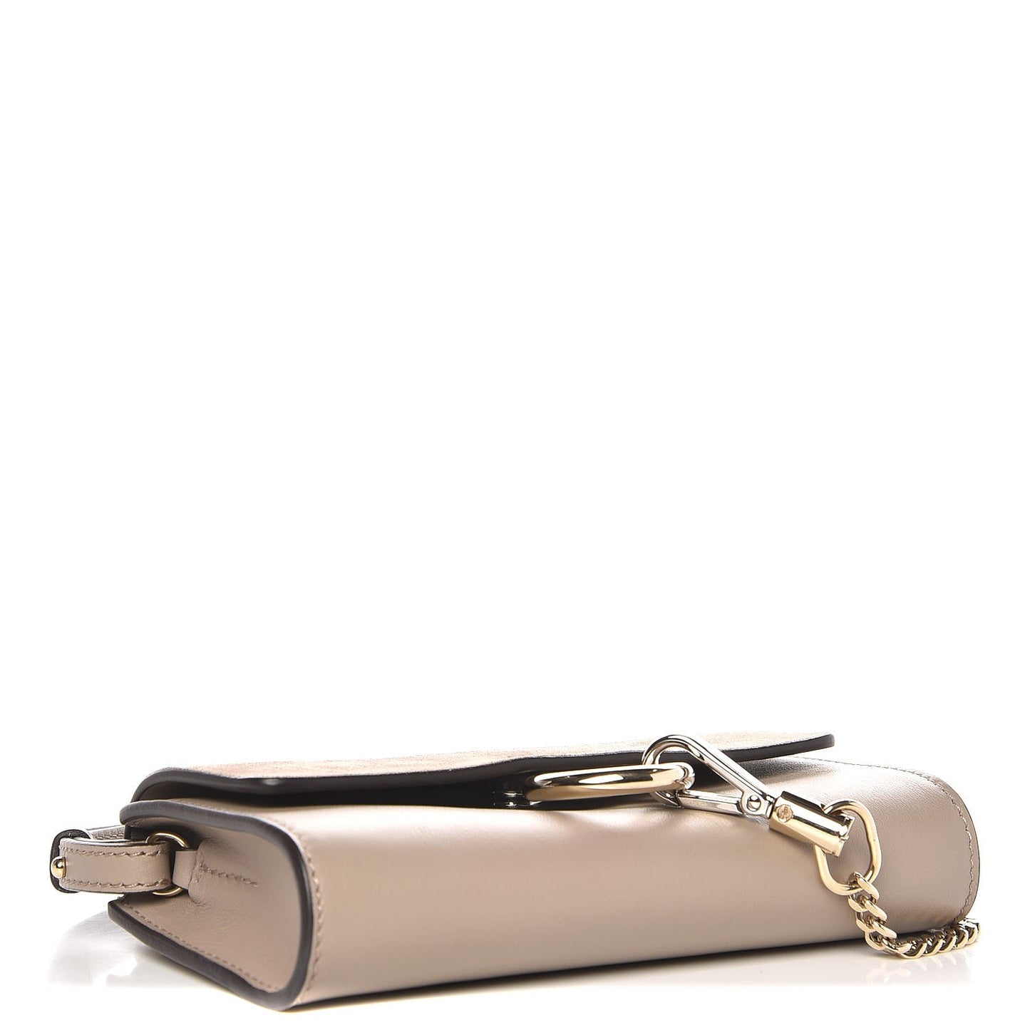 Suede Calfskin Faye Wallet On Strap Motty Grey