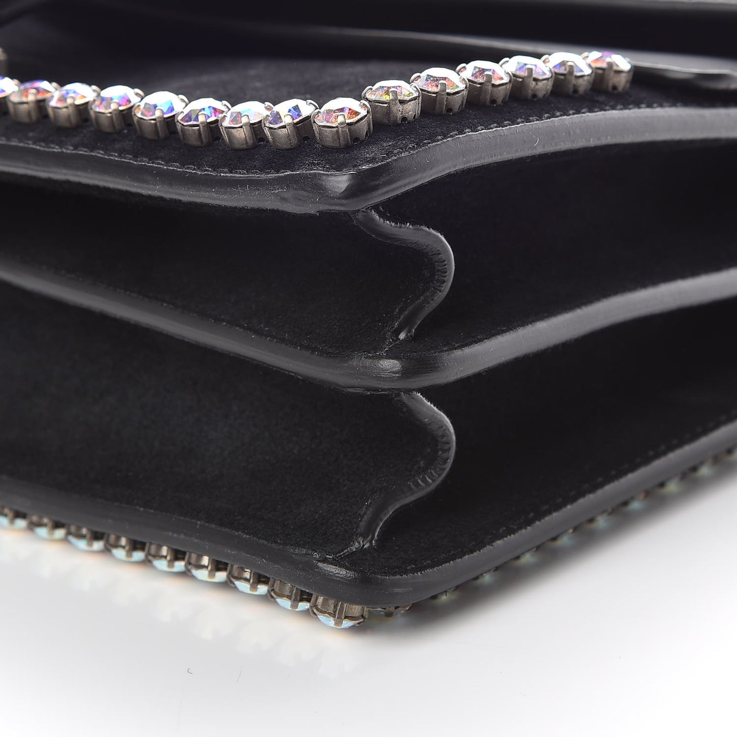 Suede Crystal Small Dionysus Shoulder Bag Black