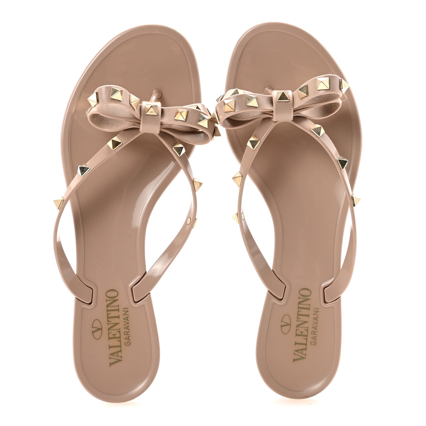 PVC Jelly Rockstud Bow Thong Sandals 39 Poudre
