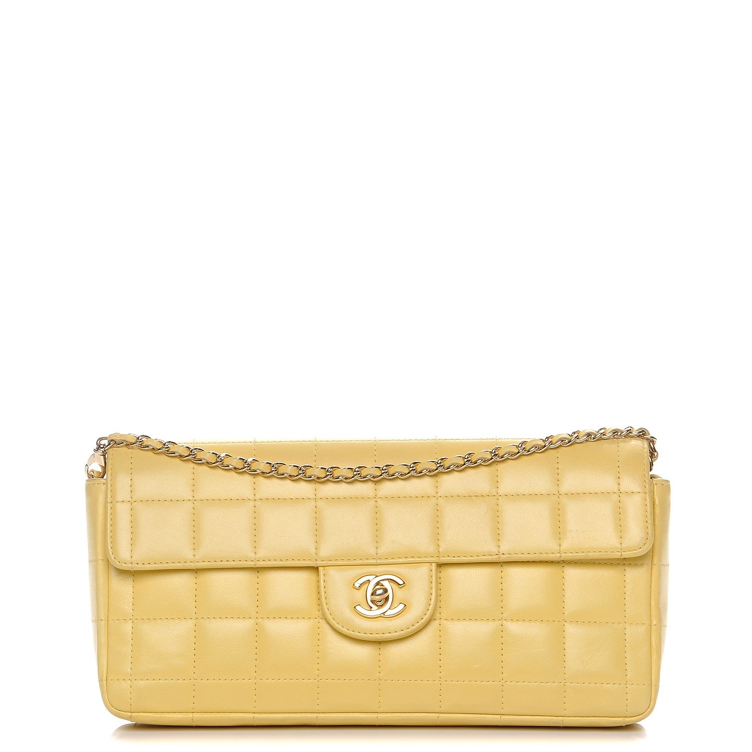 Chanel Lambskin East West Chocolate Bar Flap Yellow 1 of 11