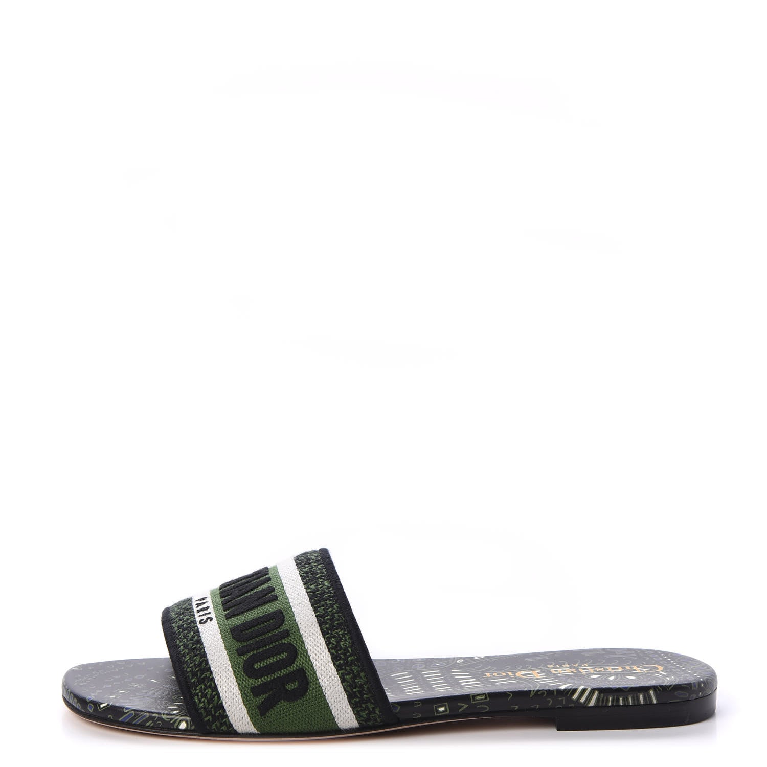 Christian Dior Canvas Embroidered Animals Dway Mules Slide Sandals 35 Green 1 of 9