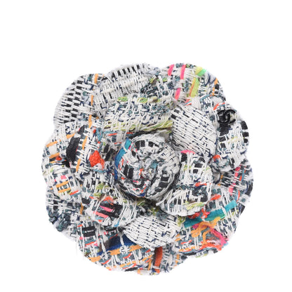 Chanel Tweed Camellia CC Pin Brooch Multicolor 1 of 5