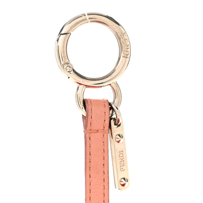 Fendi Fox Fur Nappa Bi-Color Striped Pom Pom Bag Charm Red Pink 3 of 4