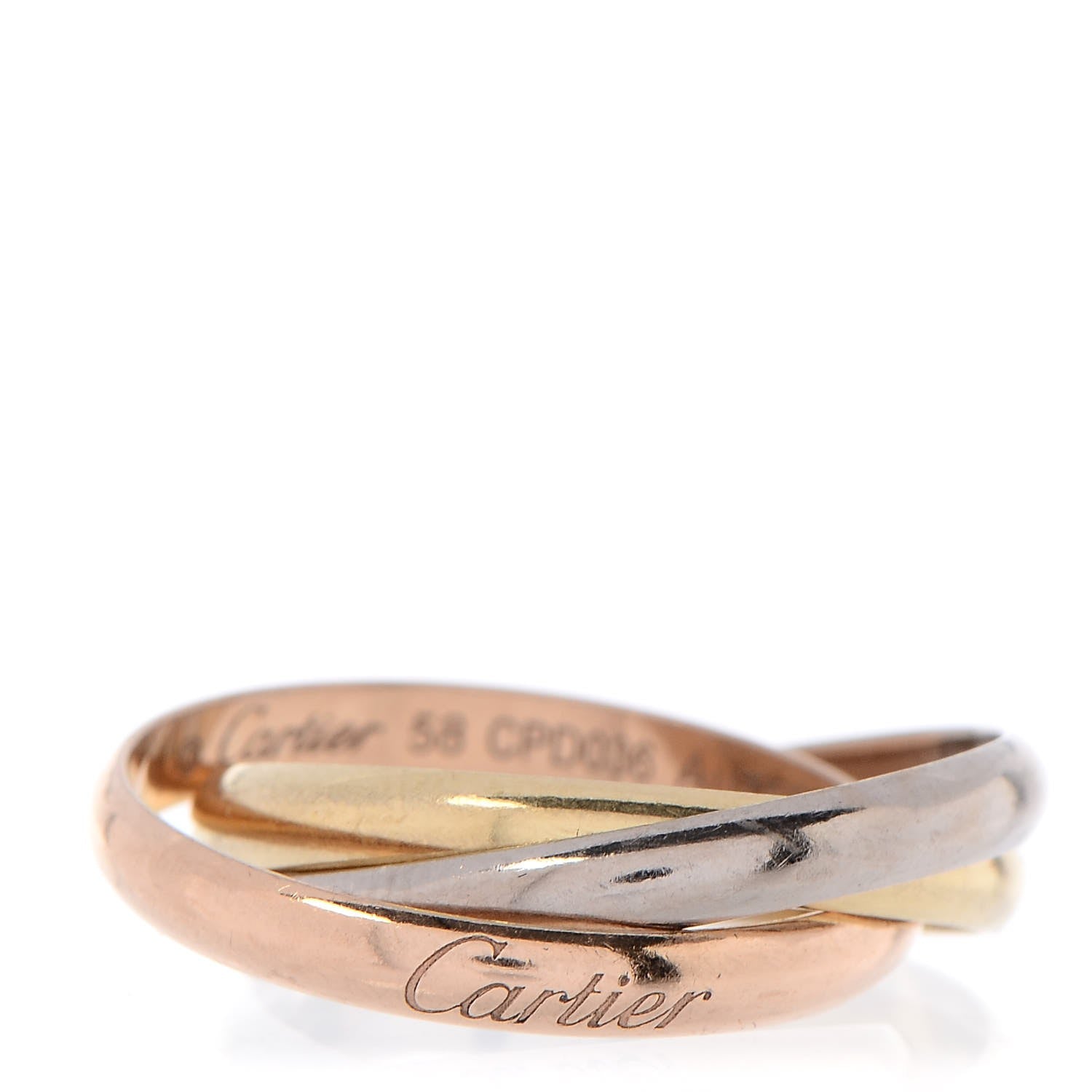 Cartier 18K Pink Yellow White Gold Small Trinity Ring 58 8.25 1 of 5