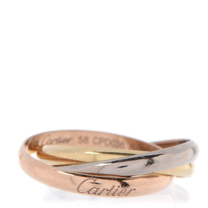 Cartier 18K Pink Yellow White Gold Small Trinity Ring 58 8.25 1 of 5
