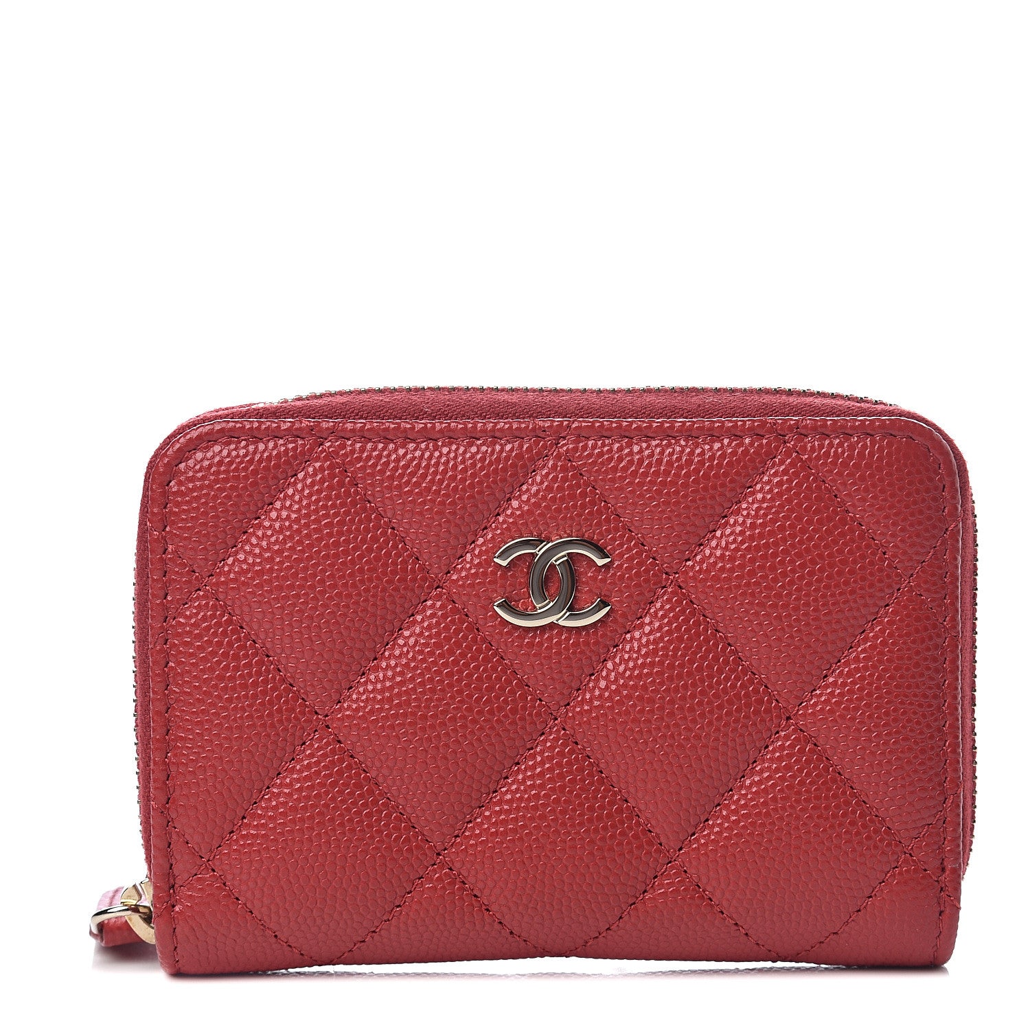 Chanel Caviar Quilted Zip Coin Purse Red 1 of 7