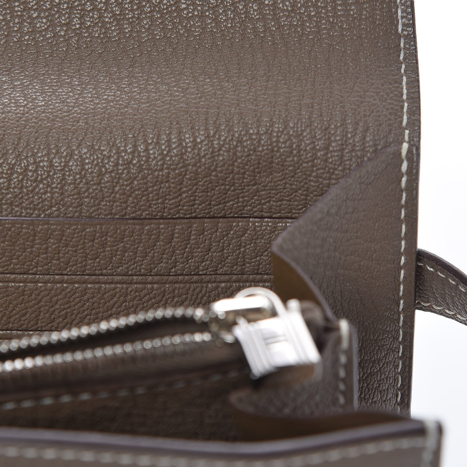 Hermes Chevre Mysore Kelly Longue Wallet Etoupe 9 of 10