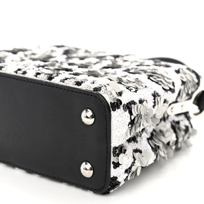 Louis Vuitton Calfskin Sequin Mini Capucines Black White 9 of 9