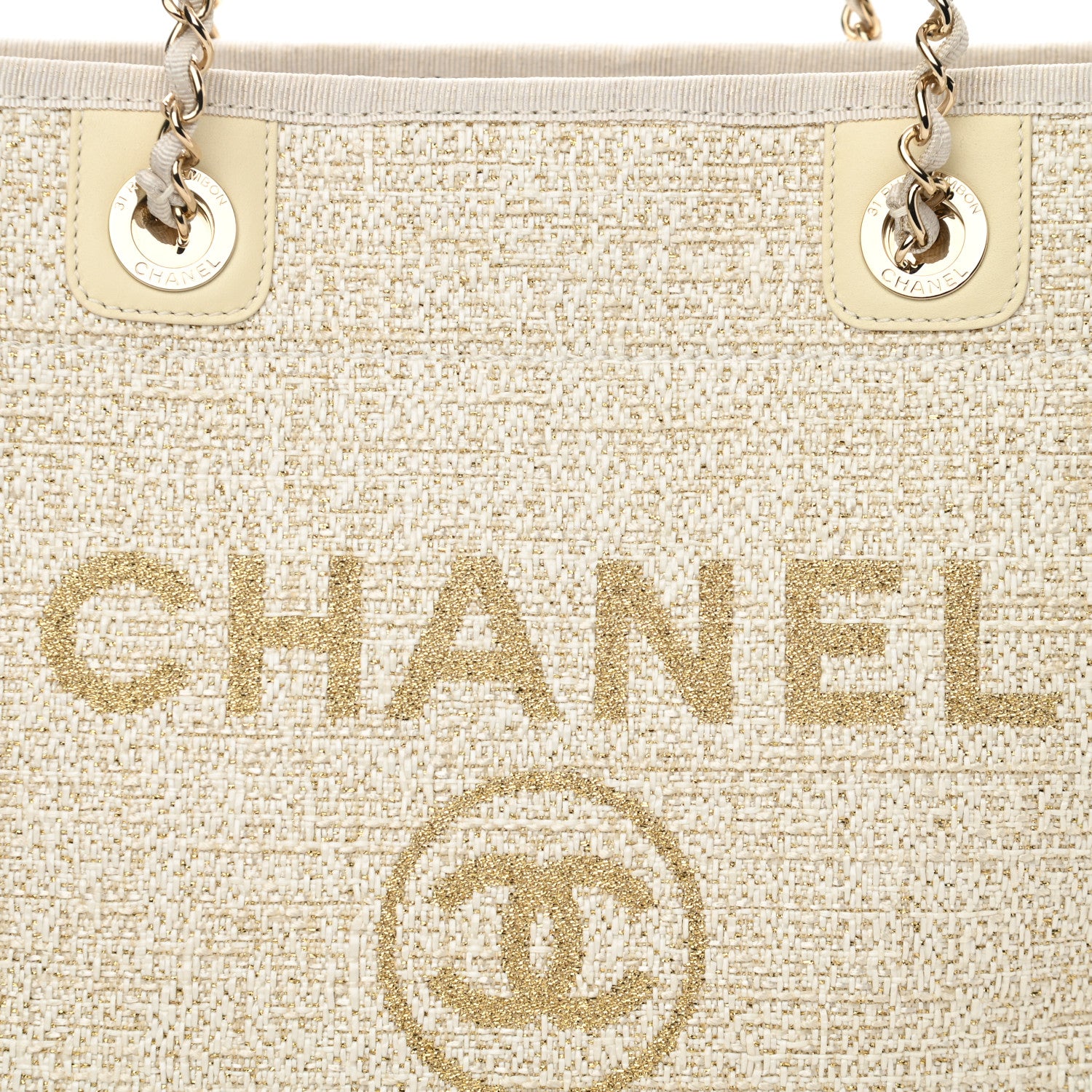 Chanel Lurex Boucle Small Deauville Tote Ivory 8 of 10