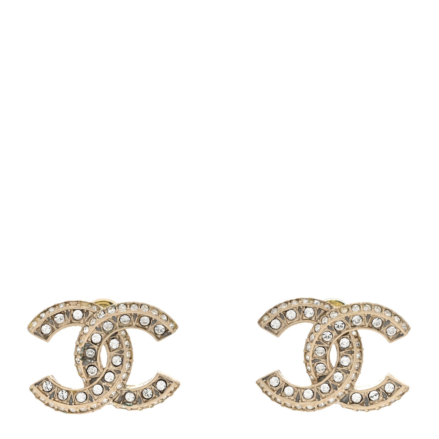 Crystal Timeless CC Earrings Light Gold