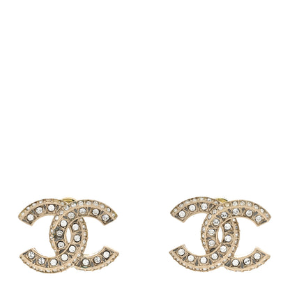 Chanel Crystal Timeless CC Earrings Light Gold 1 of 5