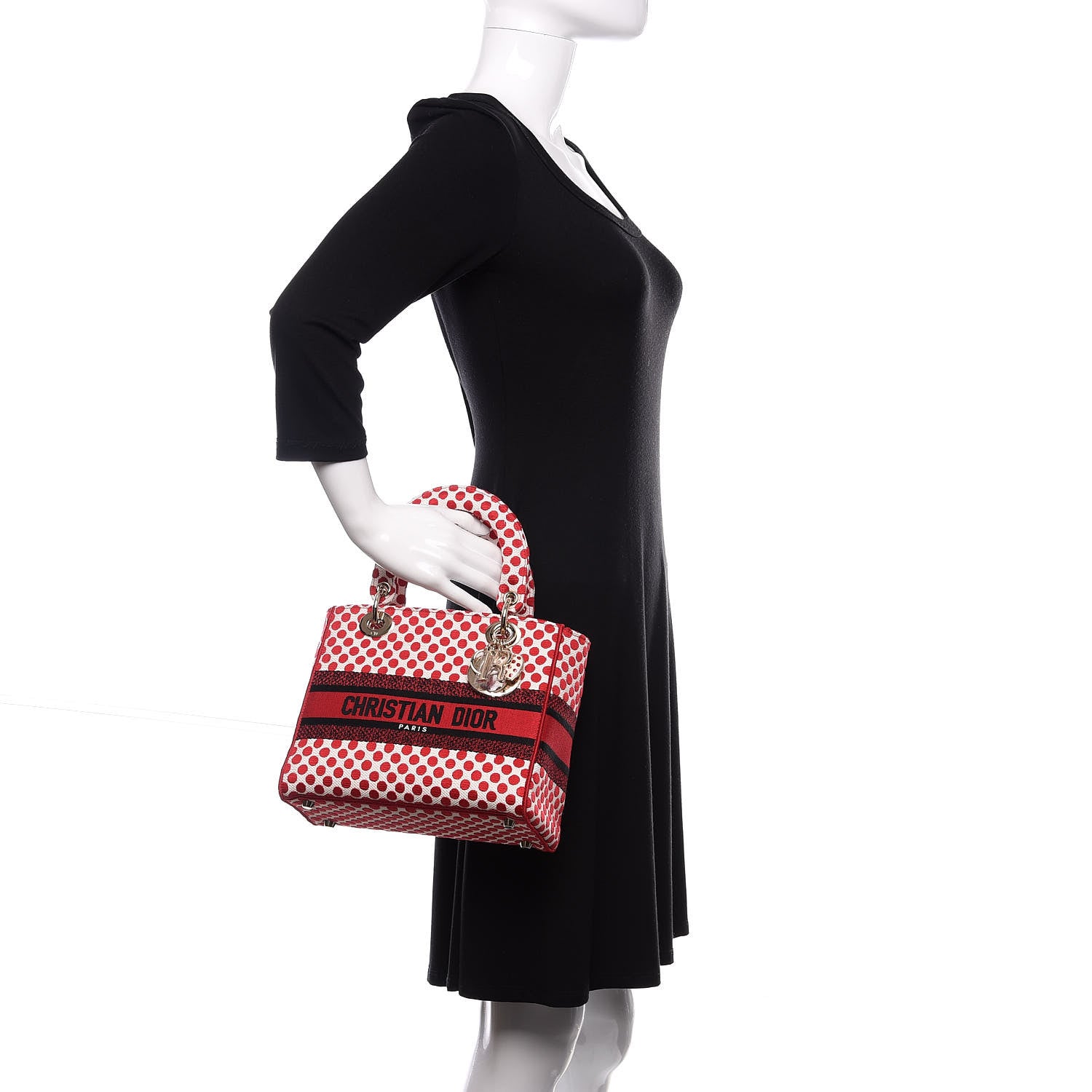 Christian Dior Canvas Medium DiorAmour Dots Lady D-Lite Red 2 of 10