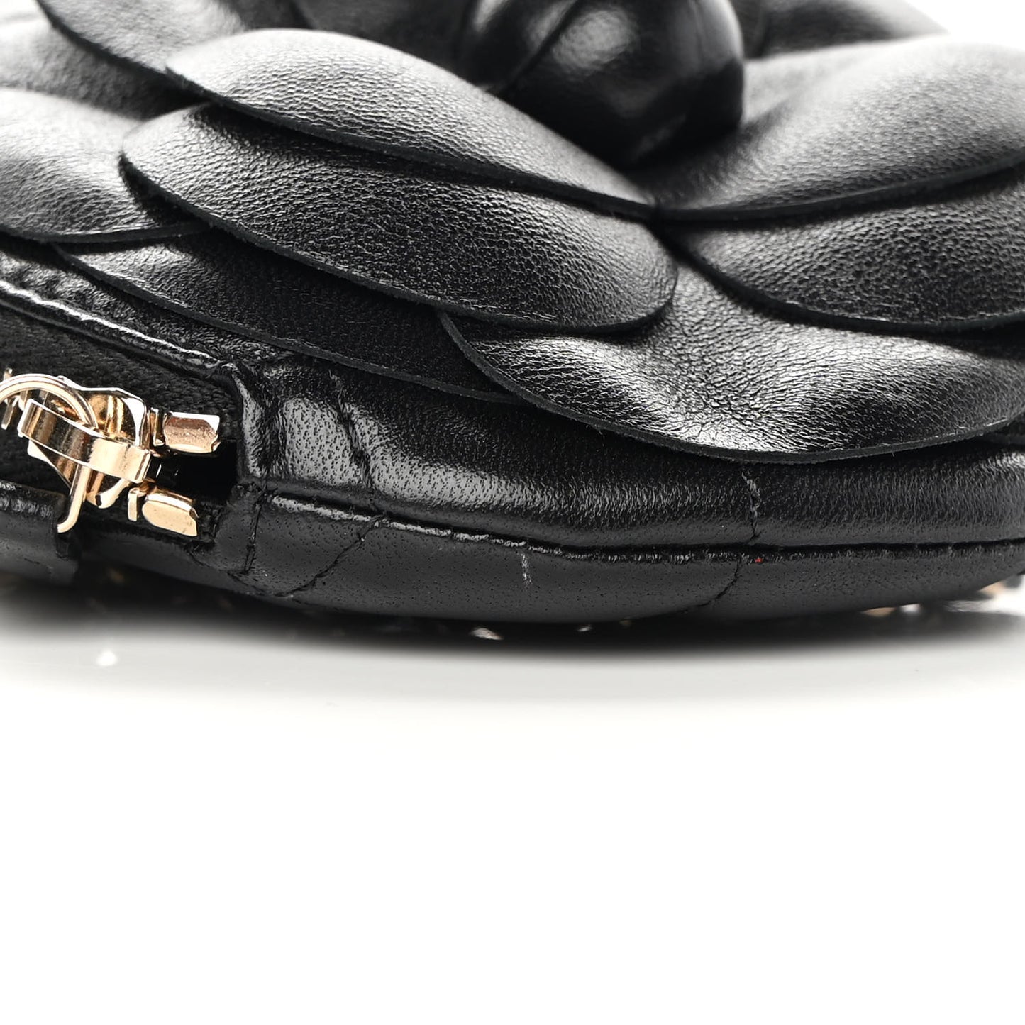 Lambskin Mini Camellia Bouquet Clutch With Chain Black