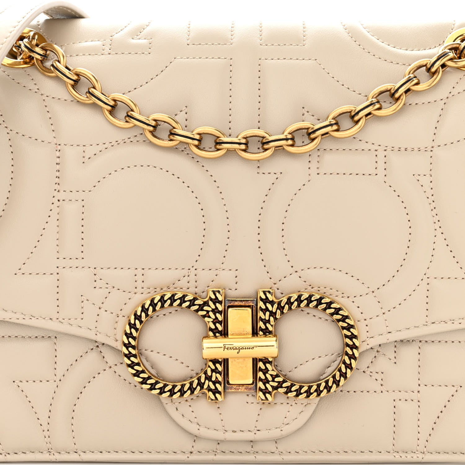Salvatore Ferragamo Calfskin Quilted Gancini Flap Bag Peony 8 of 10