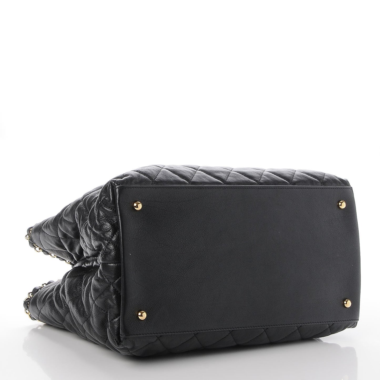 Calfskin Quilted Small Chain Me Tote Black