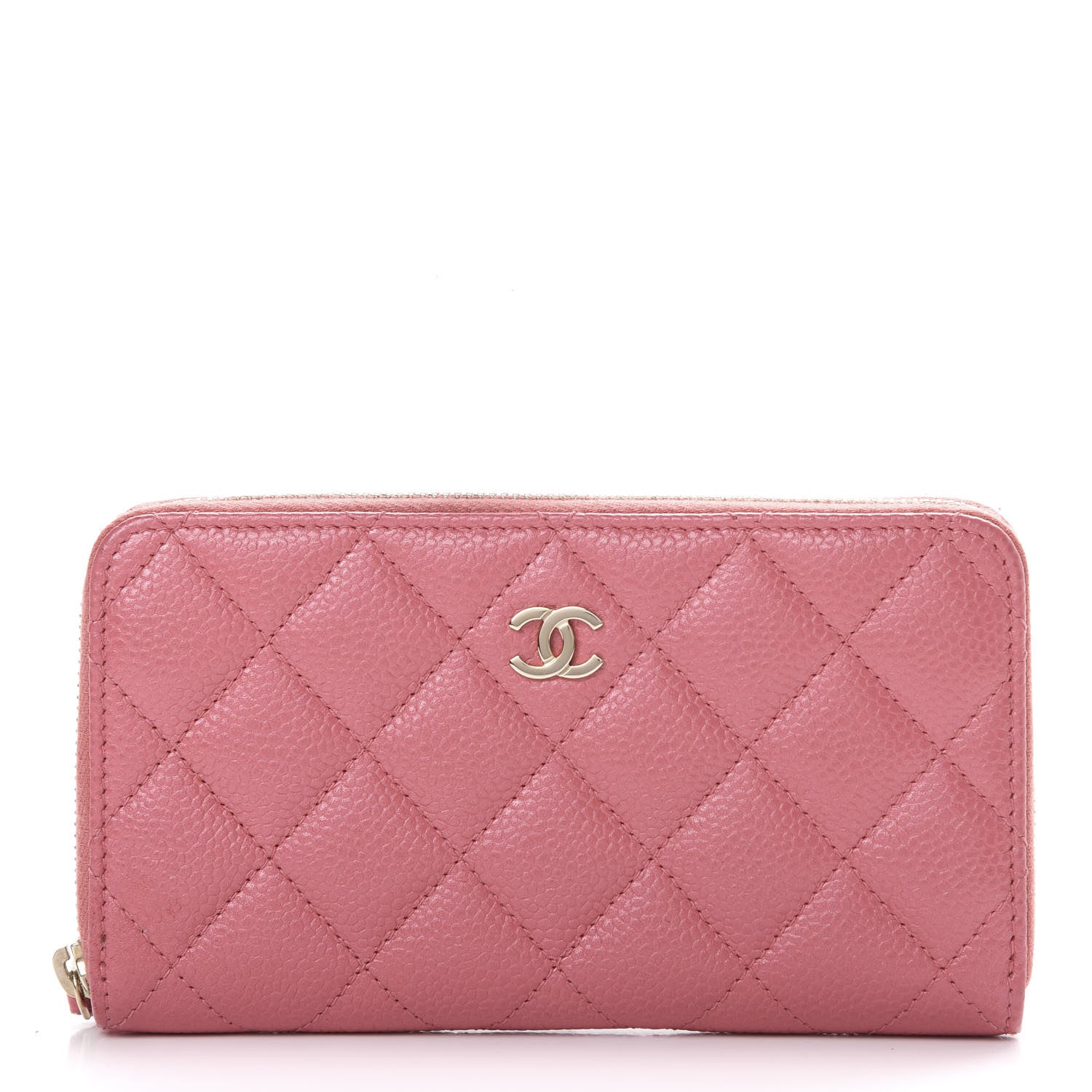 Chanel Iridescent Caviar Quilted Medium Zip Around Wallet Pink 1 of 11